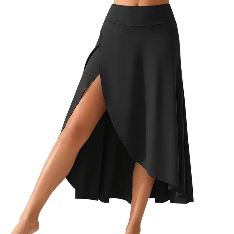 European and American women's dress with irregular temperament, elegant and fashionable solid color skirt