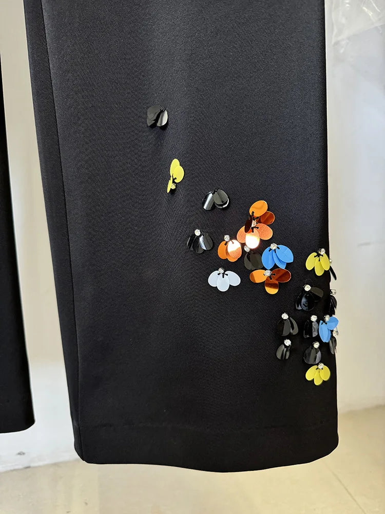 Luxury 2025 Spring Color Sequins Two Piece Matching Set Women's Full Sleeve Blazers Long Pants 2pcs Formal Occasions Suit Coats