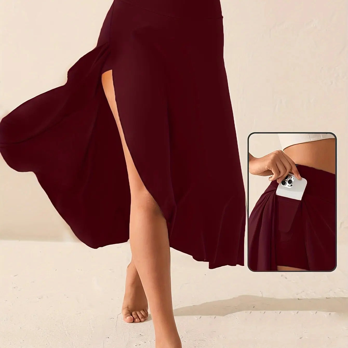 European and American women's dress with irregular temperament, elegant and fashionable solid color skirt