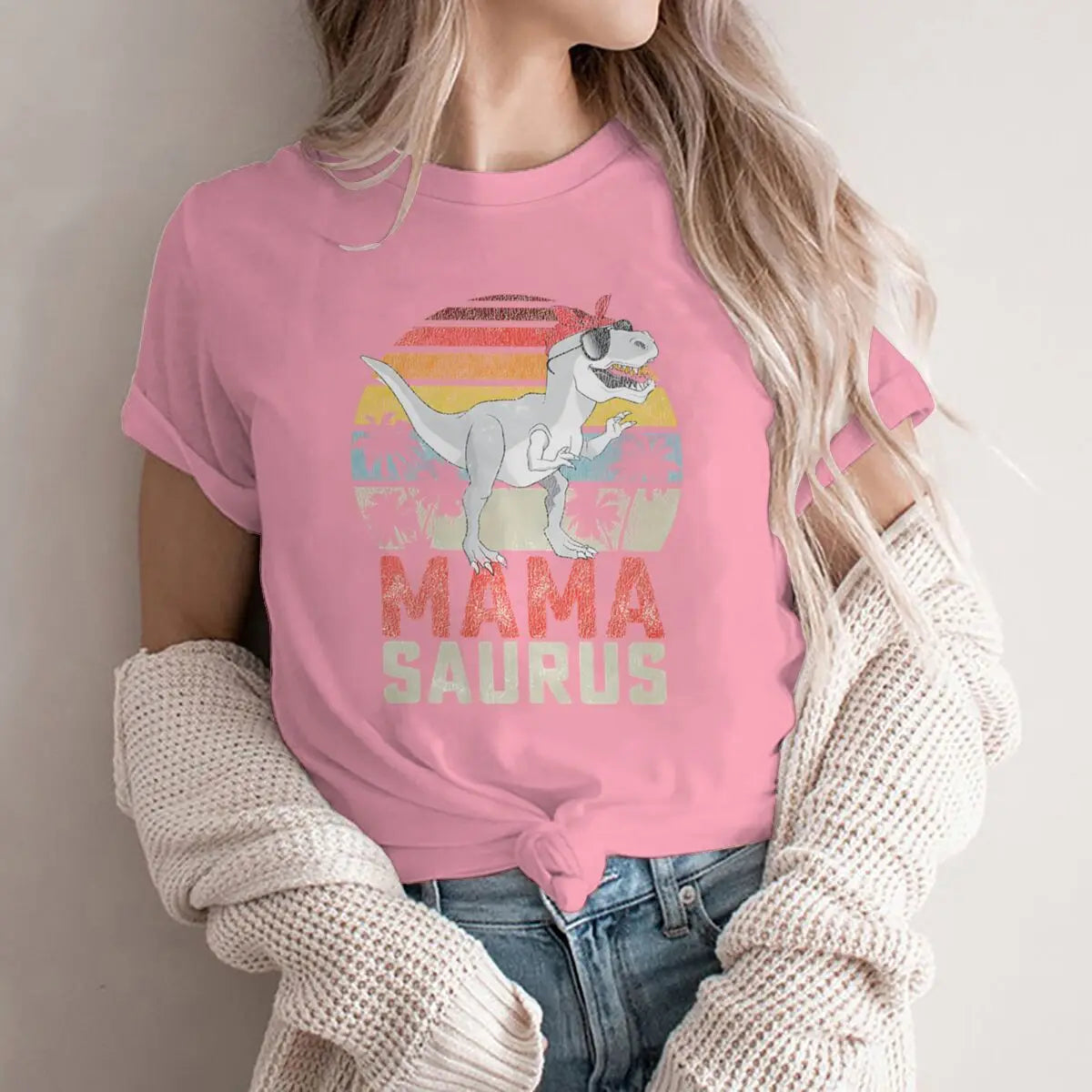 Dinosaur Mama Graphic T Shirts Matching Women T-Shirt Funny Summer Streetwear Tops Mother's Day Gifts Retro Vintage Tee Tops